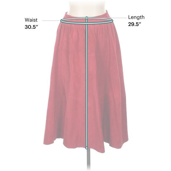 VTG 80s Pia Rucci Skirt Red Suede Midi A Line Full Boho Cowgirl Western L - Picture 3 of 4